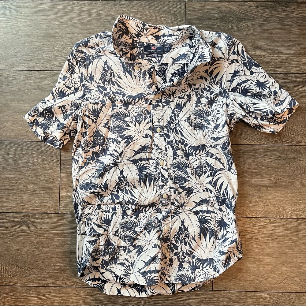 Vineyard Vibes Blue Hawaiian Polo (S)